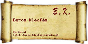 Beros Kleofás névjegykártya